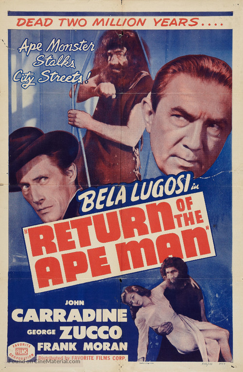 Return of the Ape Man - Re-release movie poster