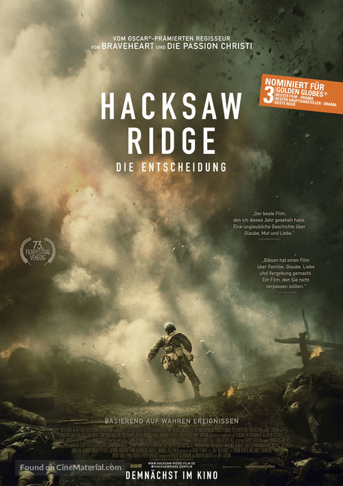 Hacksaw Ridge - German Movie Poster
