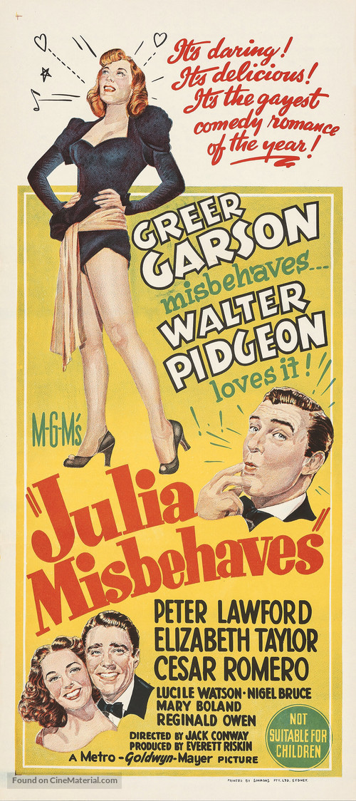 Julia Misbehaves - Australian Movie Poster