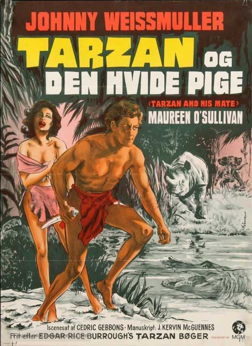 Tarzan and His Mate - Danish Movie Poster