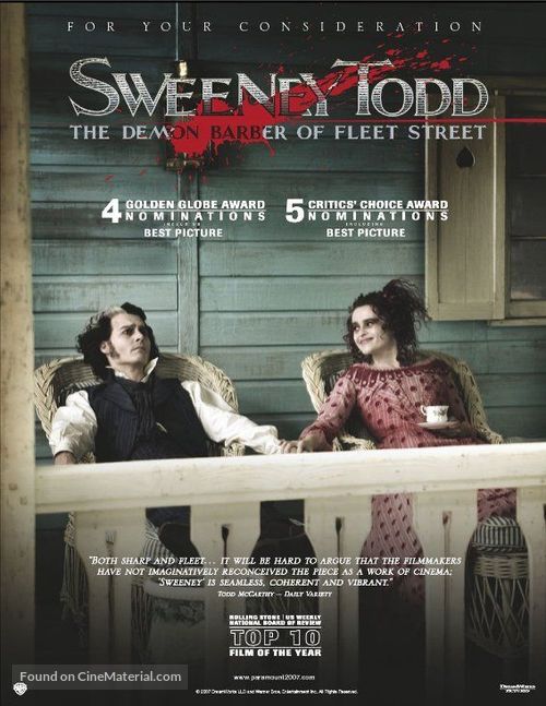 Sweeney Todd: The Demon Barber of Fleet Street - For your consideration movie poster