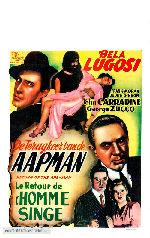 Return of the Ape Man - Belgian Movie Poster
