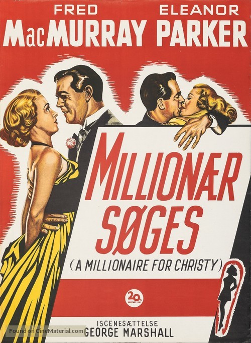 A Millionaire for Christy - Danish Movie Poster