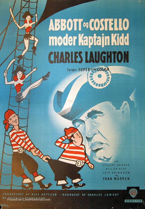 Abbott and Costello Meet Captain Kidd - Danish Movie Poster