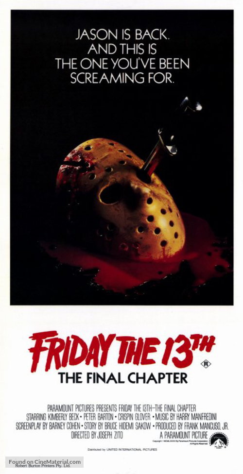 Friday the 13th: The Final Chapter - Australian Movie Poster