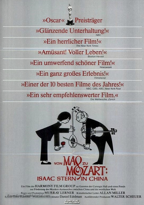 From Mao To Mozart Isaac Stern In China 1981 German Movie Poster