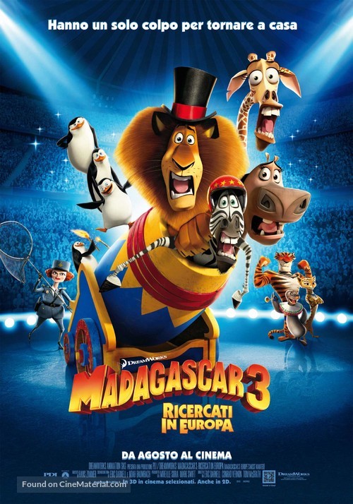 Madagascar 3: Europe&#039;s Most Wanted - Italian Movie Poster