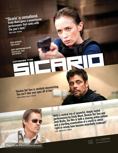 Sicario - For your consideration movie poster