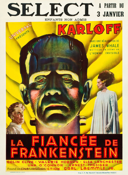 Bride of Frankenstein - Belgian Theatrical movie poster