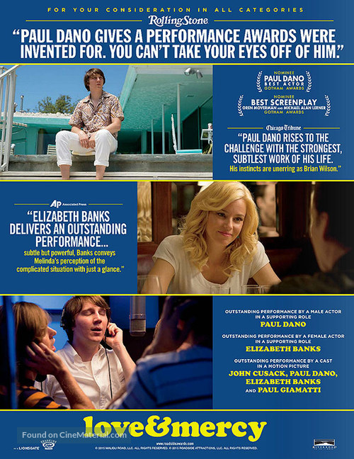Love &amp; Mercy - For your consideration movie poster