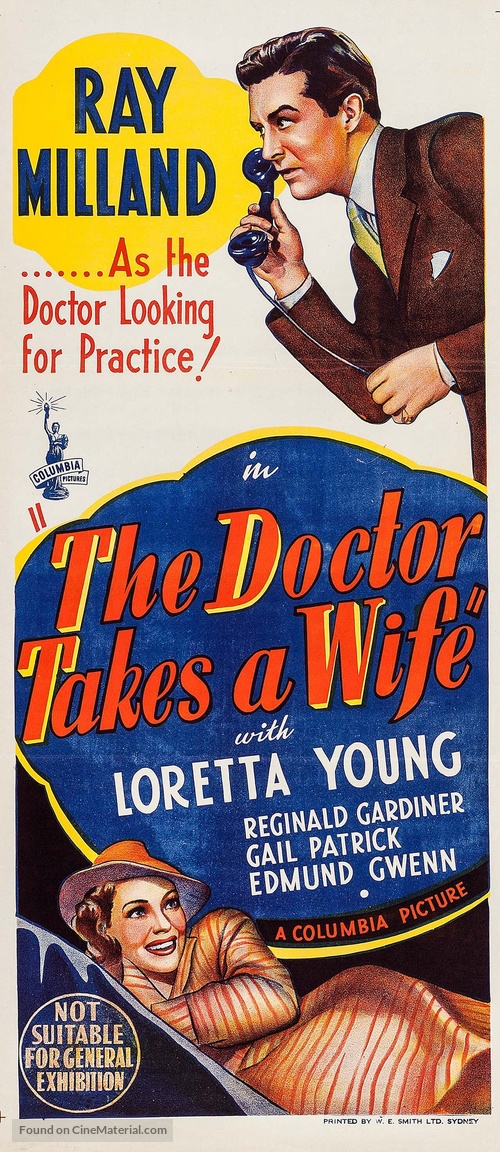 The Doctor Takes a Wife - Australian Movie Poster