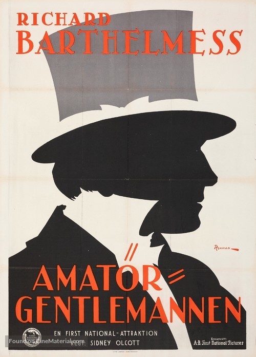 The Amateur Gentleman - Swedish Movie Poster