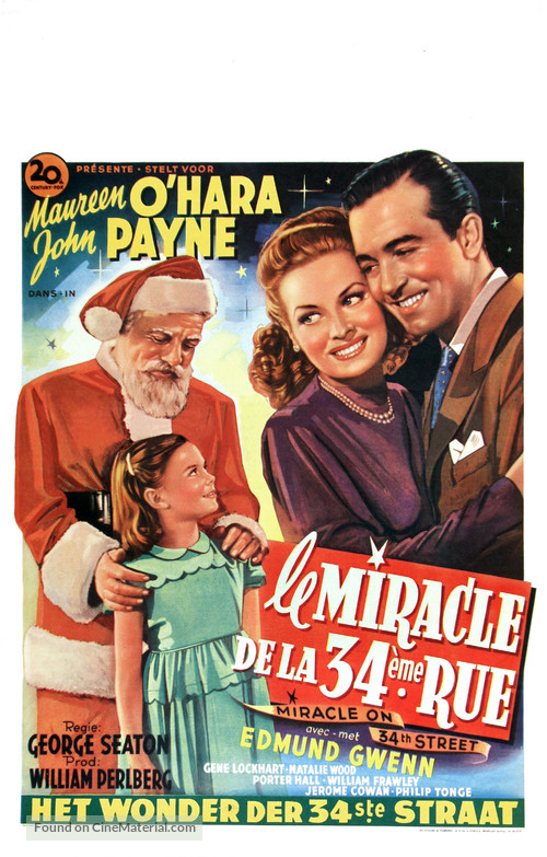 Miracle on 34th Street - Belgian Movie Poster