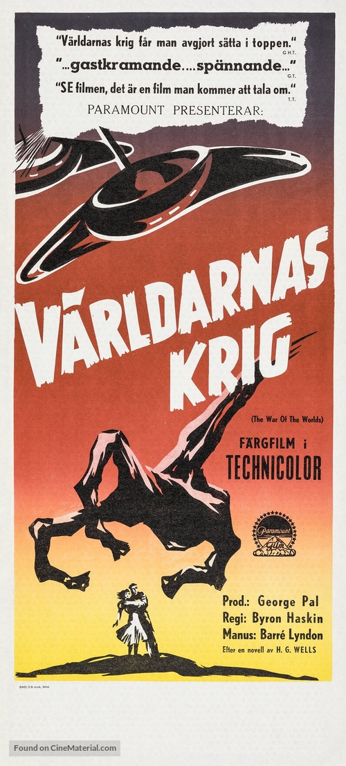 The War of the Worlds - Swedish Movie Poster