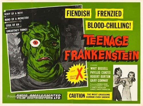 I Was a Teenage Frankenstein - British Movie Poster