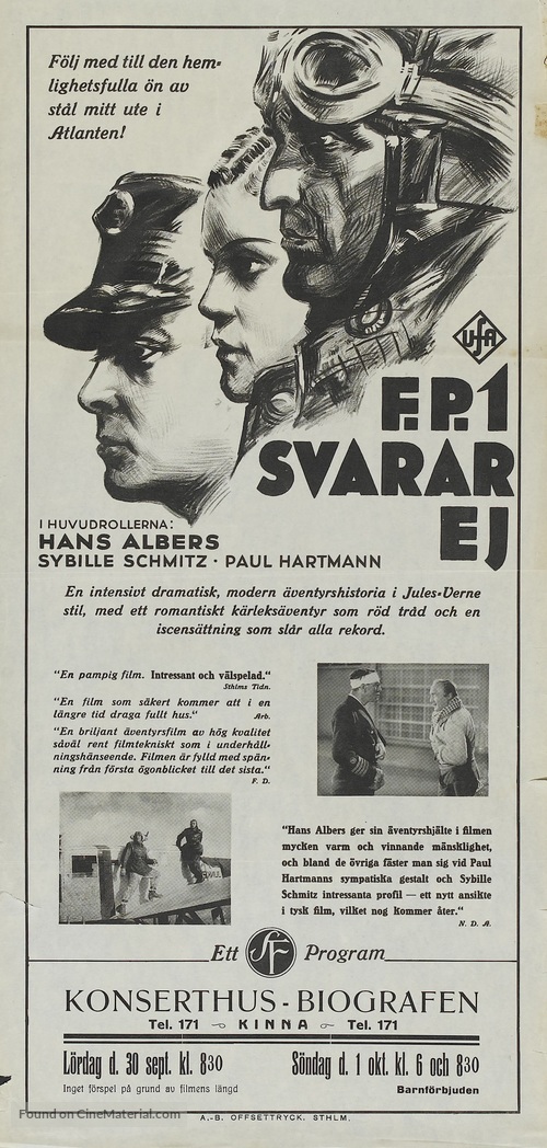 F.P.1 antwortet nicht - Swedish poster