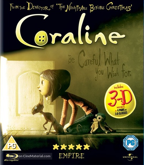Coraline - British Blu-Ray movie cover