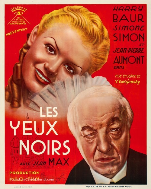 Les yeux noirs - Belgian Movie Poster