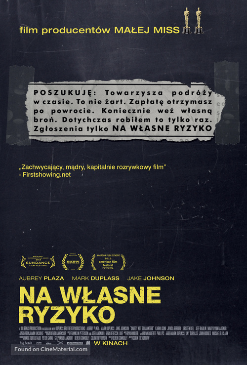 Safety Not Guaranteed - Polish Movie Poster