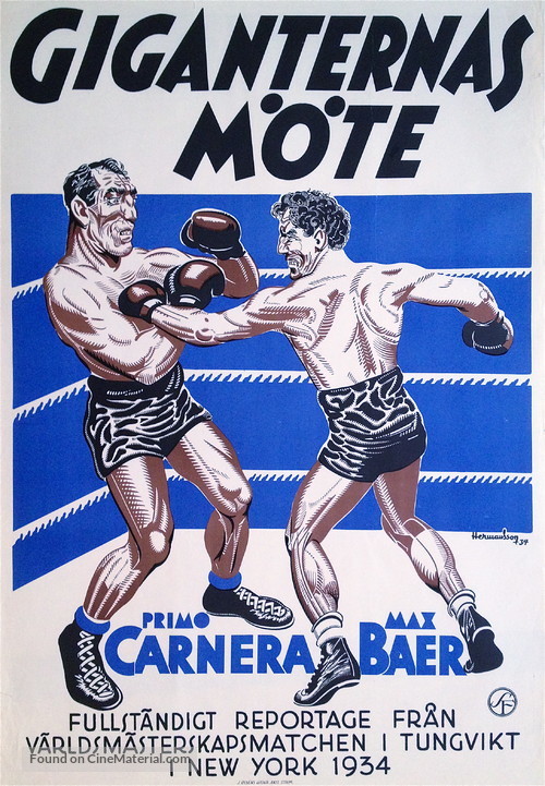 World&#039;s Heavyweight Championship: Primo Carnera and Max Baer - Swedish Movie Poster