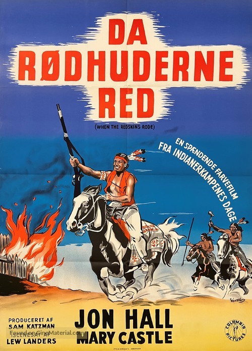 When the Redskins Rode - Danish Movie Poster