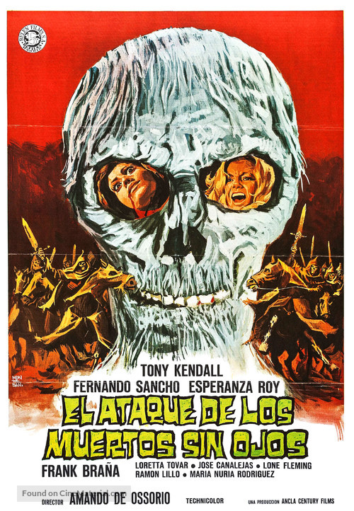 El ataque de los muertos sin ojos - Spanish Movie Poster