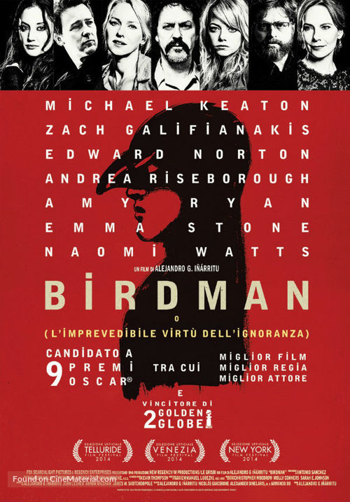 Birdman or (The Unexpected Virtue of Ignorance) - Italian Movie Poster