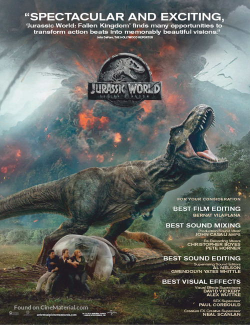 Jurassic World: Fallen Kingdom (2018) for your consideration movie poster
