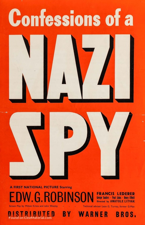 Confessions of a Nazi Spy - British poster