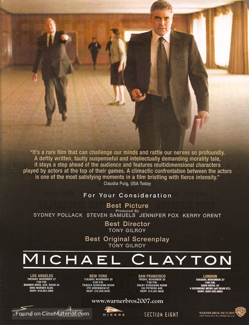 Michael Clayton - For your consideration movie poster