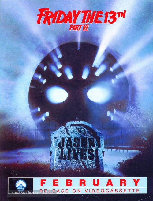 Friday the 13th Part VI: Jason Lives - Video release movie poster