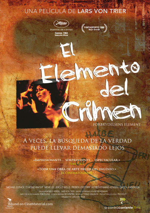 Forbrydelsens element - Spanish Movie Cover