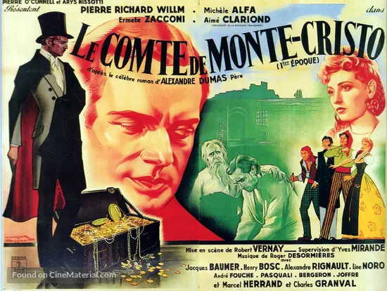 Le Comte De Monte Cristo 1ere Epoque Edmond Dantes 1943 French Movie Poster Le Comte De Monte Cristo 1ere Epoque Edmond Dantes 1943 French Movie Poster