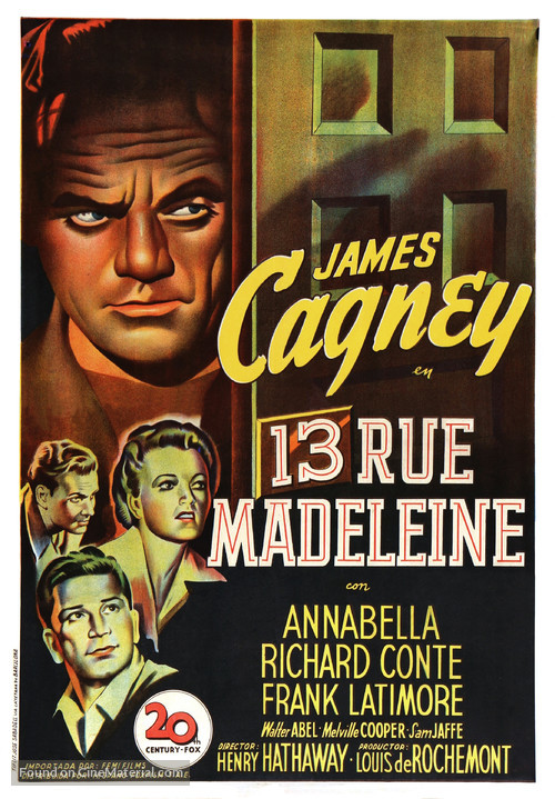 13 Rue Madeleine - Spanish Movie Poster