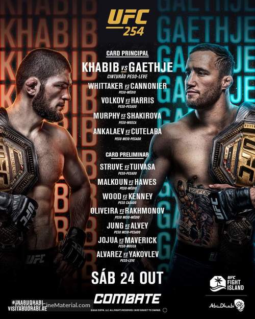 UFC 254: Khabib vs Gaethje - Brazilian Movie Poster