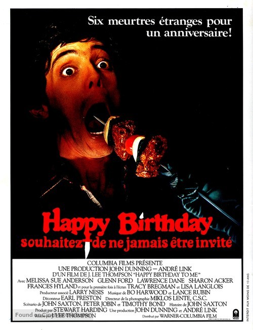 Happy Birthday to Me - French Movie Poster