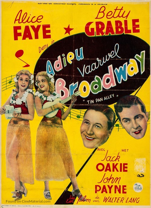 Tin Pan Alley - Belgian Movie Poster