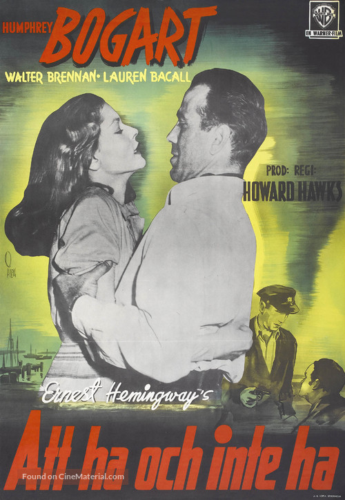 To Have and Have Not - Swedish Movie Poster