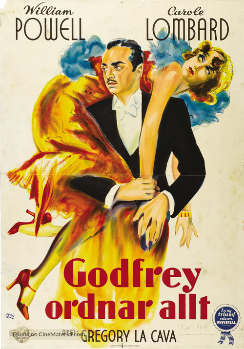 My Man Godfrey - Swedish Theatrical movie poster