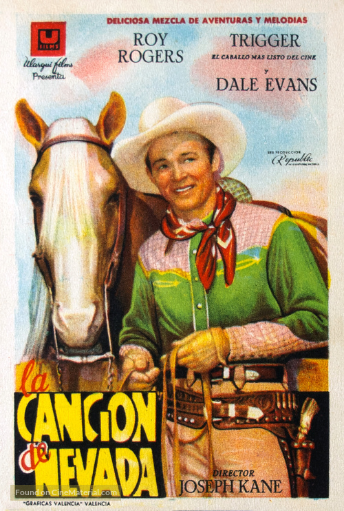 Song of Nevada - Spanish Movie Poster