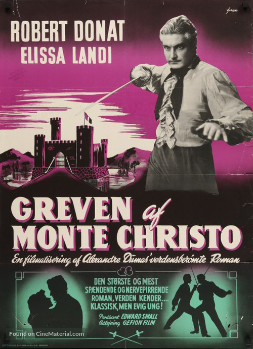 The Count of Monte Cristo - Danish Movie Poster