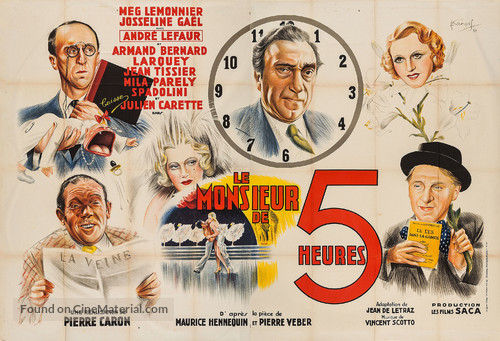 Le monsieur de 5 heures - French Movie Poster