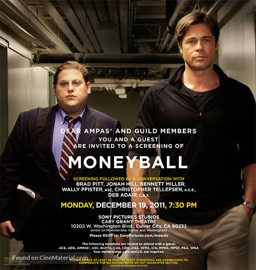 Moneyball - For your consideration movie poster