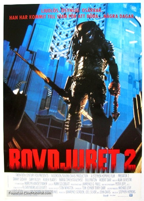 Predator 2 - Swedish Movie Poster