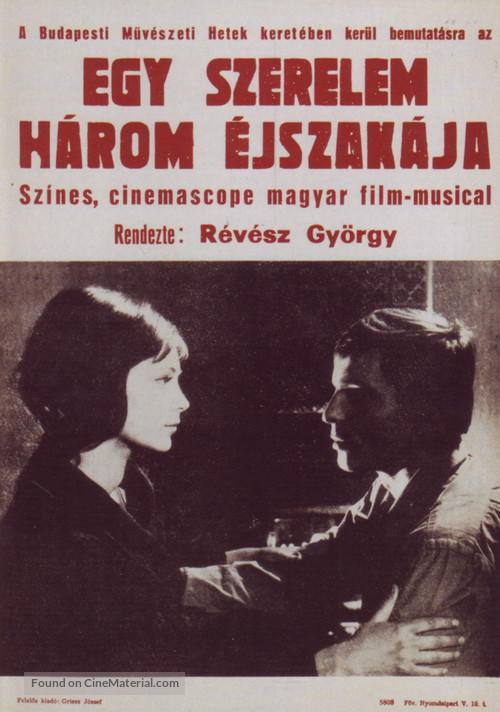 Egy szerelem h&aacute;rom &eacute;jszak&aacute;ja - Hungarian Movie Poster