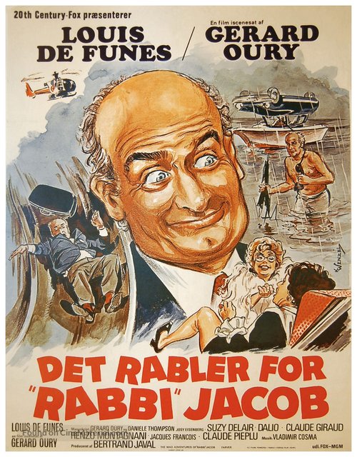 Les aventures de Rabbi Jacob - Danish Movie Poster