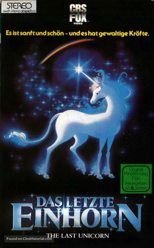 The Last Unicorn - German VHS movie cover