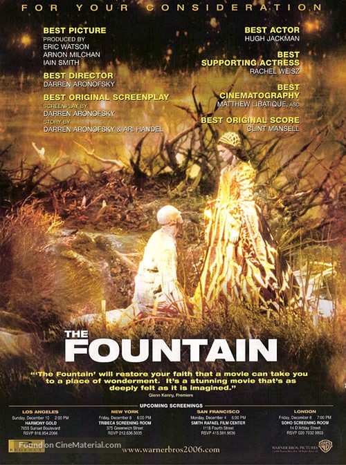 The Fountain - For your consideration movie poster