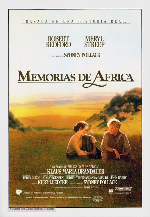 Out of Africa - Spanish Movie Poster
