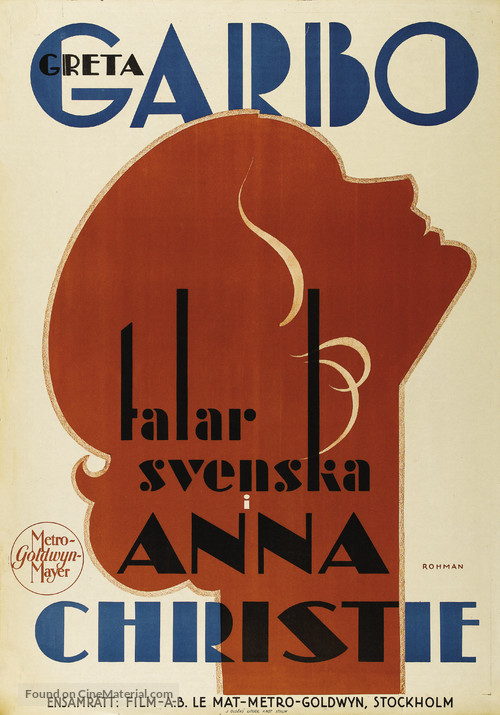 Anna Christie - Swedish Movie Poster
